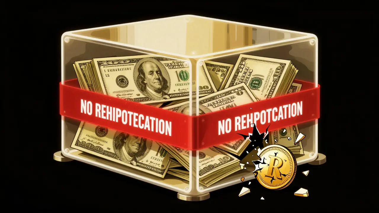 Caja de reservas 1:1 con bonos del Tesoro protegidos por una barrera que impide rehipotecarlos.