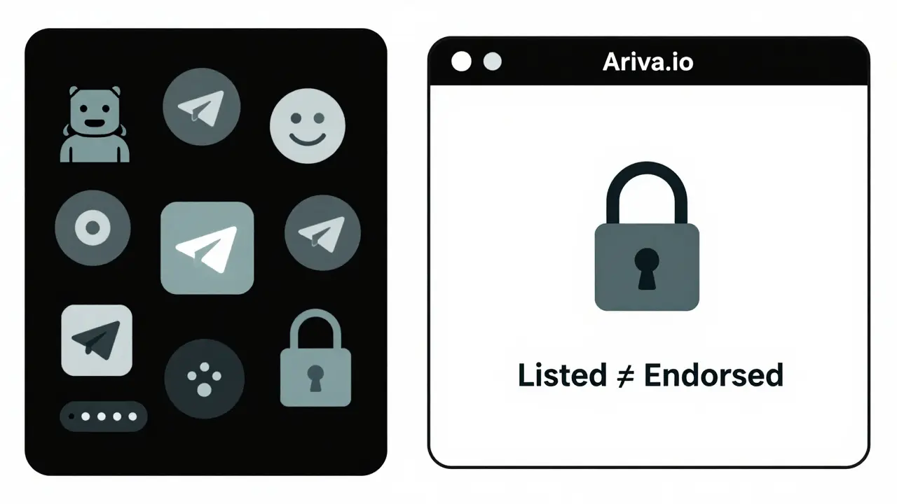 Contraste visual entre una estafa falsa y el sitio oficial de Ariva en estilo duotono.