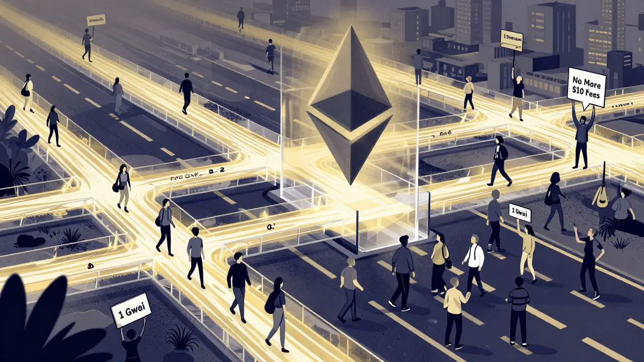 Redes Layer 2 flujo suavemente bajo la congestión de Ethereum principal, usuarios avanzan sin problemas.