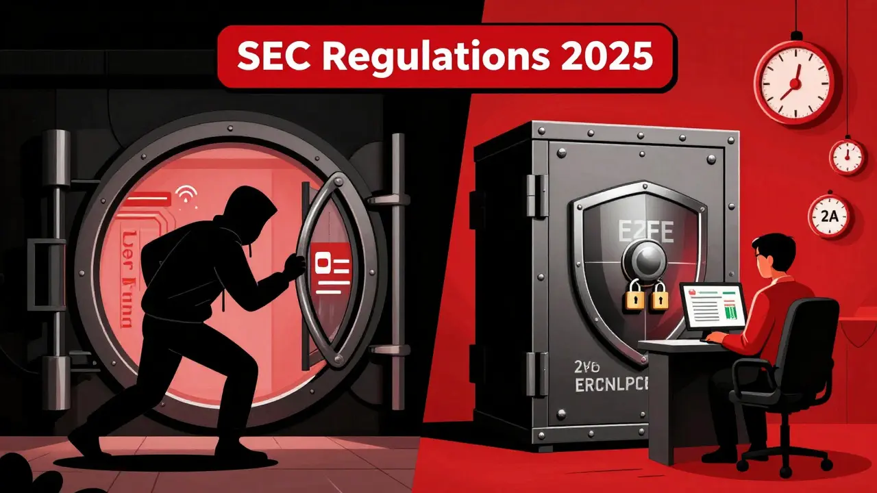 Escena dividida: hackeo de cartera vs. bodega cripto segura con cifrado E2E y autenticación de dos factores.