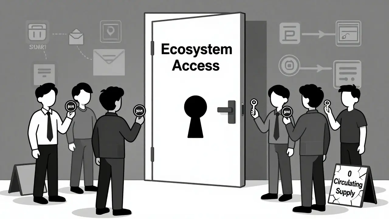 Usuarios intentando abrir una puerta con tokens NUMI, pero no hay mecanismo para abrirla.