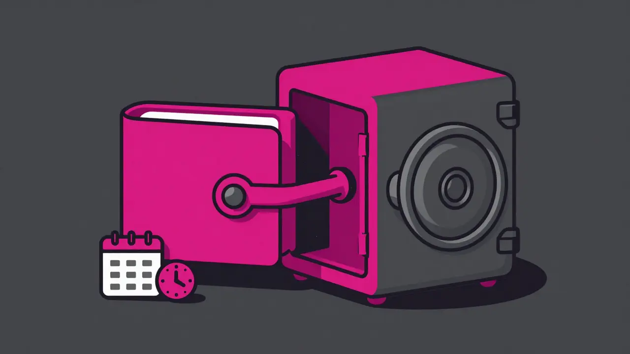 Arte conceptual de billetera segura y bloqueo de criptomonedas