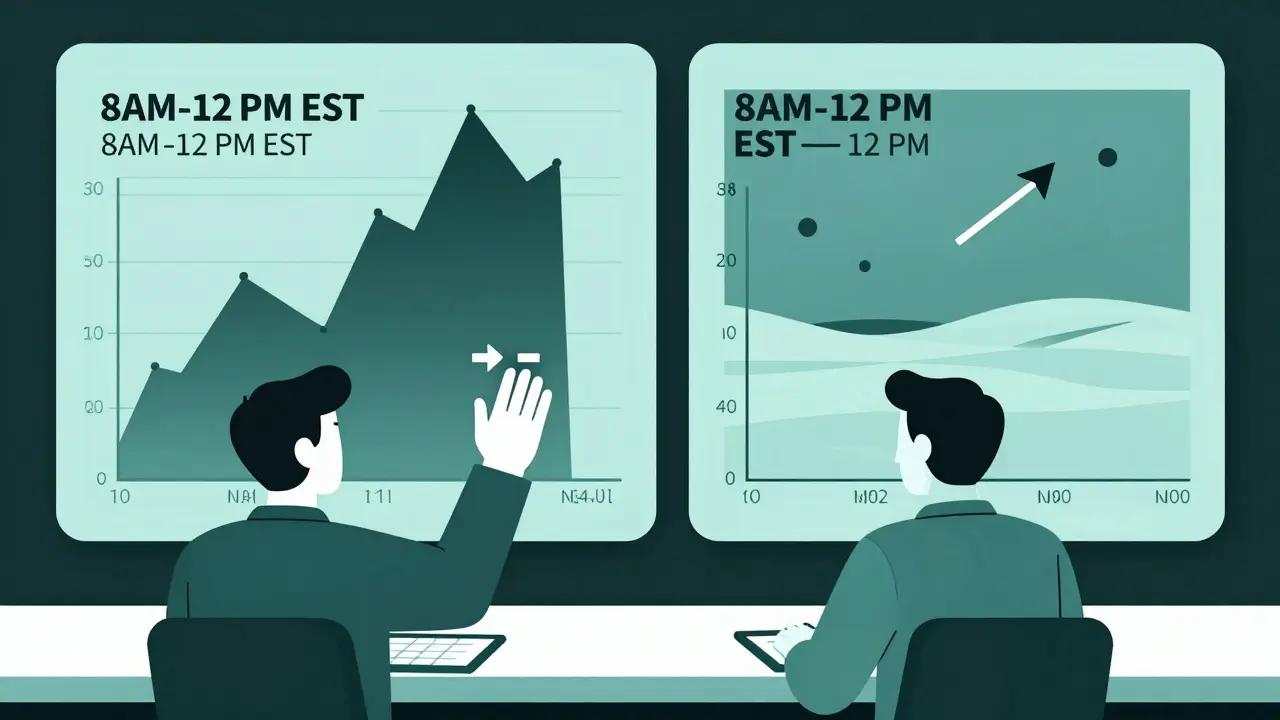Gráficos comparativos de profundidad de mercado: grueso vs fino, con orden límite activa.