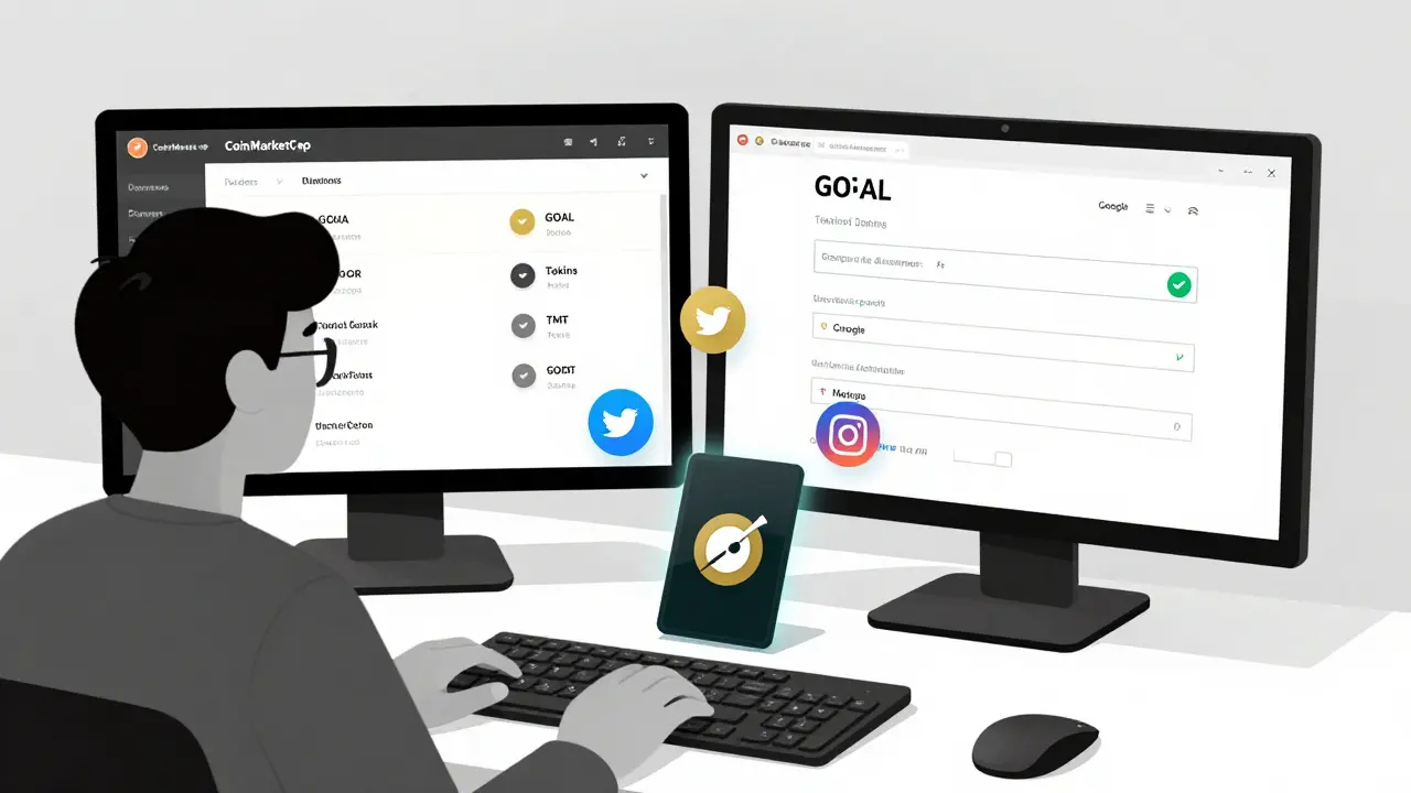 User viewing CoinMarketCap data and filling a Google form to claim a TopGoal NFT.