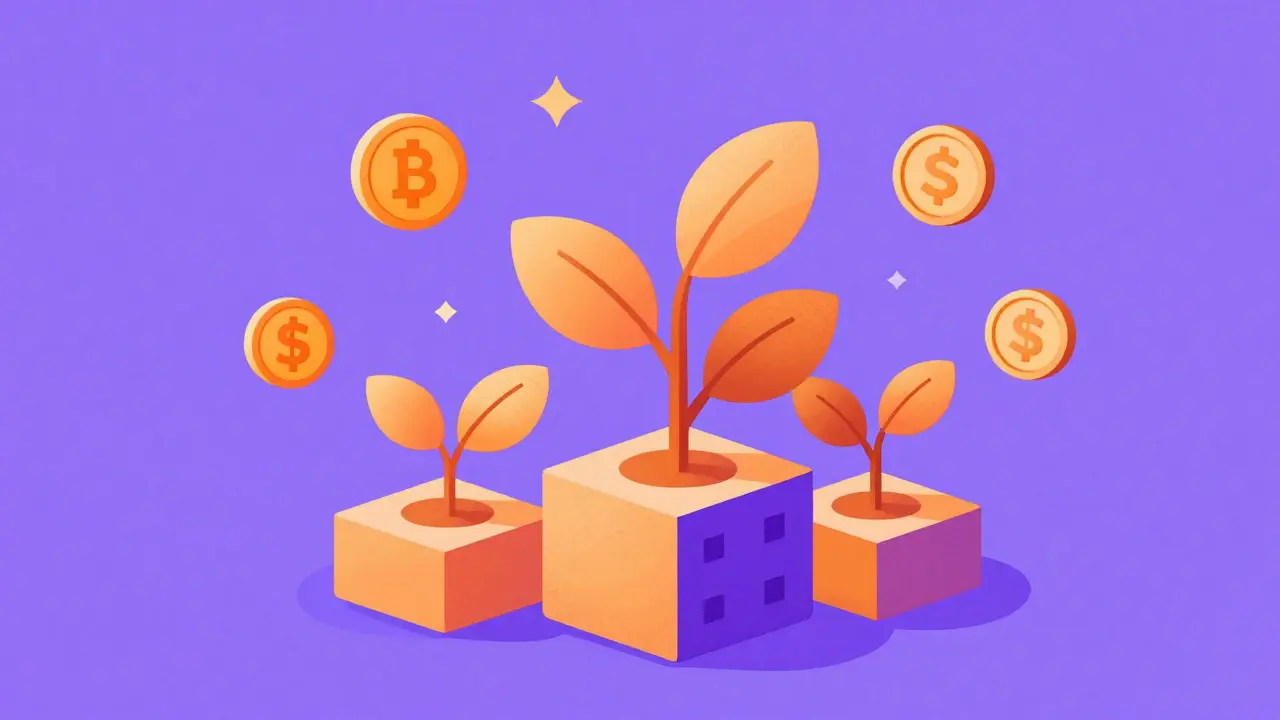Representación abstracta de crecimiento sostenible en proyectos DeFi
