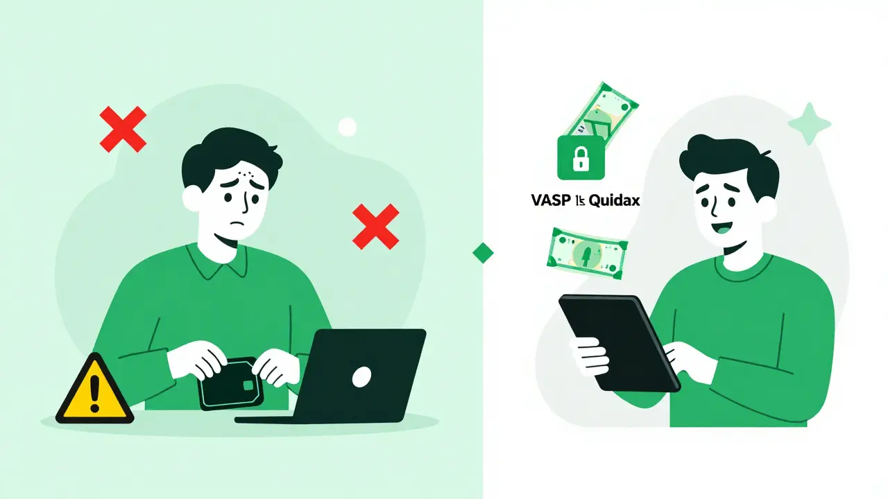 Comparativa duotono de métodos seguros vs riesgosos