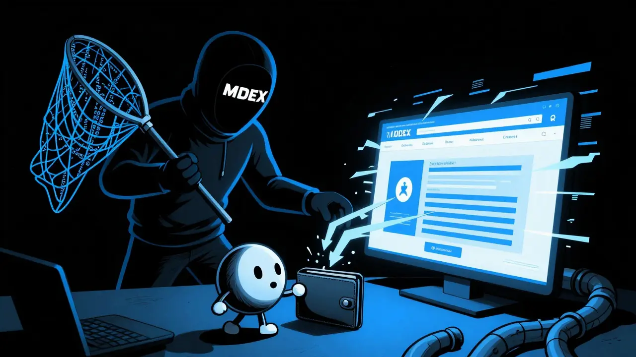 Estafador fingiendo ser MDEX drenando una billetera cripto