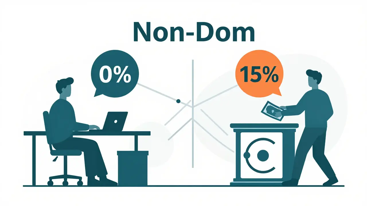 Gráfico duotono sobre impuestos del 0% y 15% en Malta