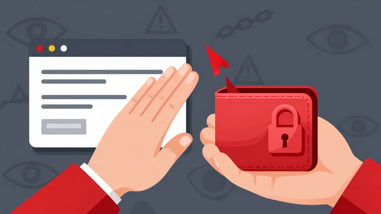Protección contra estafas cripto con billetera segura ilustrada