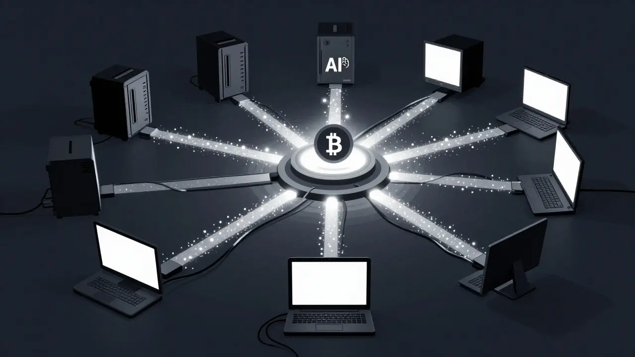 Red descentralizada de ordenadores conectados por flujos de datos en estilo duotono