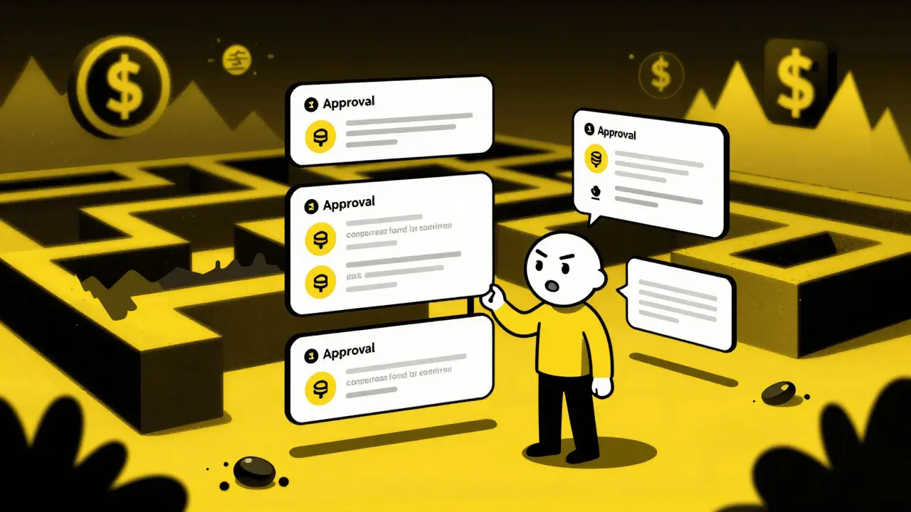 Usuario enfrentando pasos complejos de transacción cripto