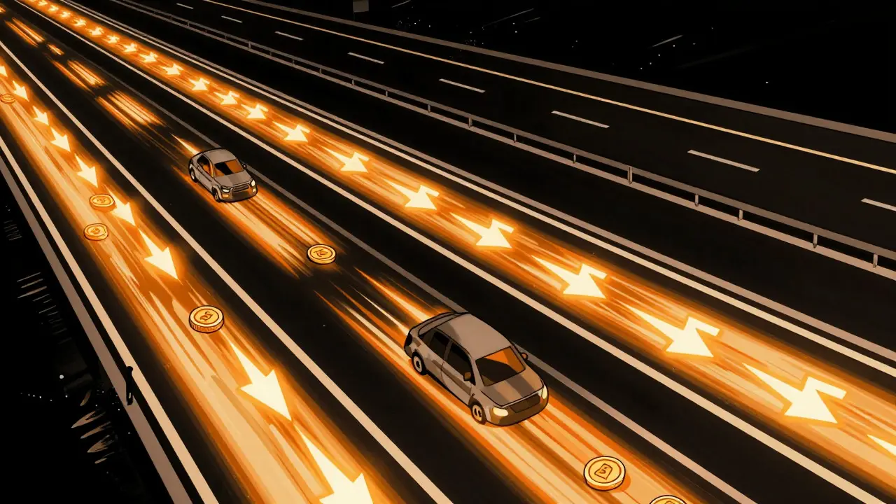Carreteras paralelas rápidas simbolizando fragmentación de estado