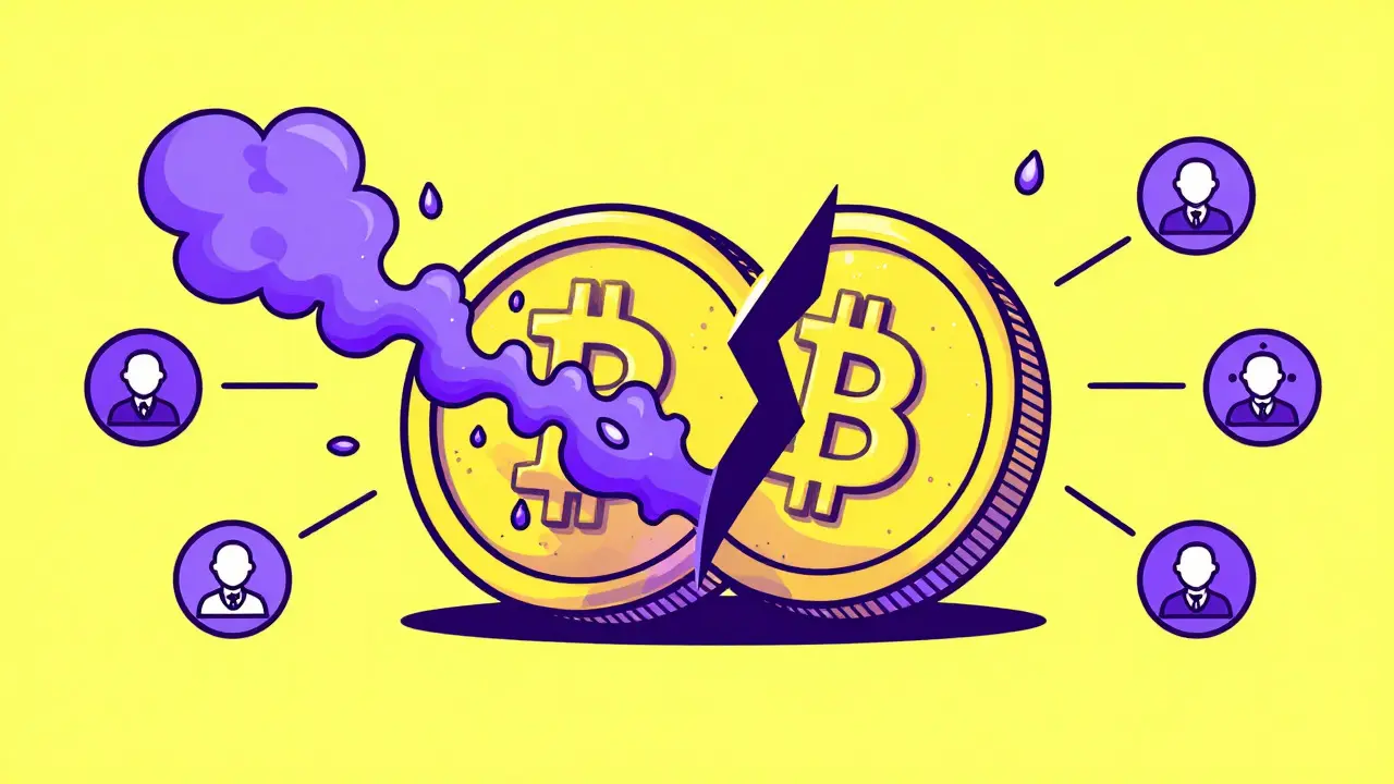 Concepto gráfico de quema y redistribución de tokens en duotono