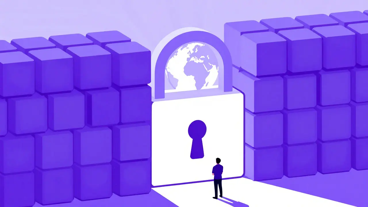 Un candado de bloques encadena el acceso al mercado criptográfico global