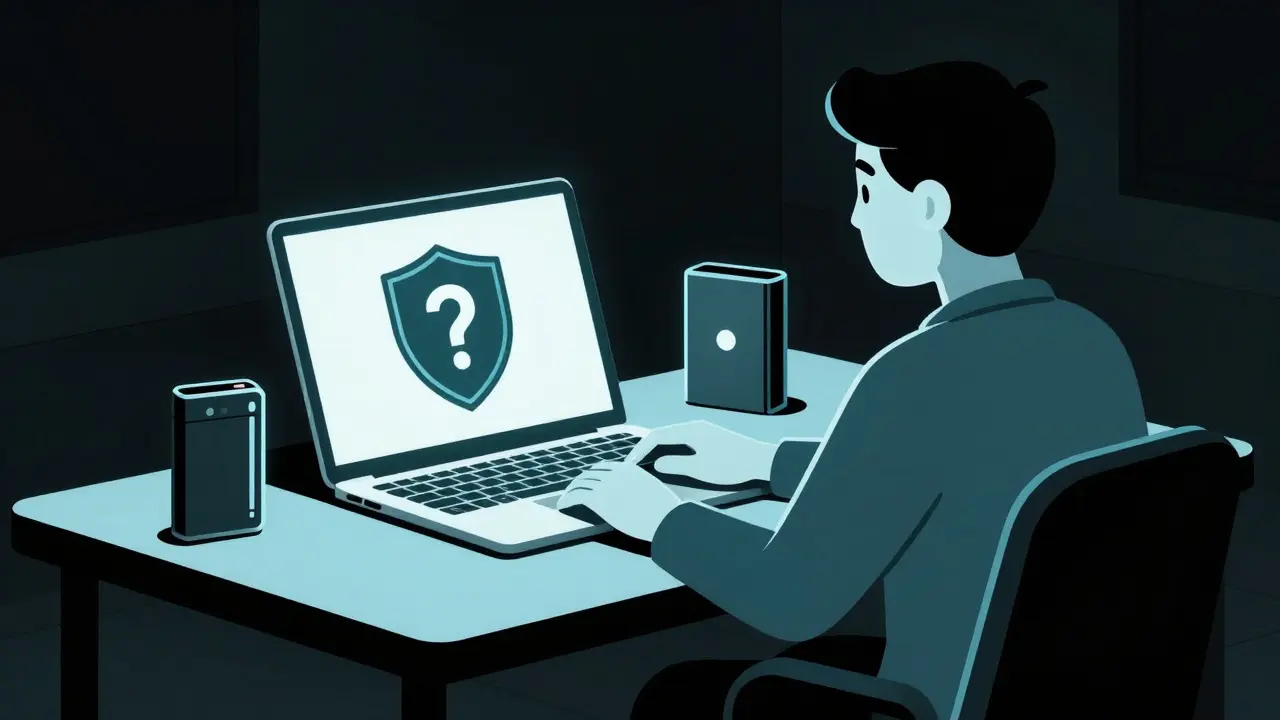 Usuario evaluando la seguridad de un exchange y usando billetera fría