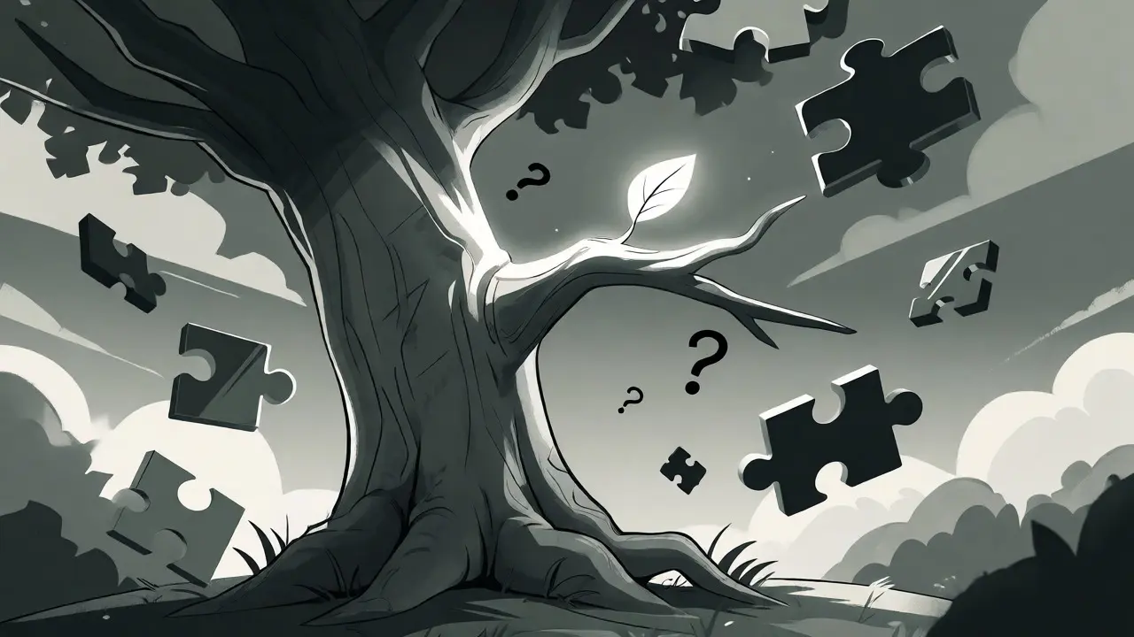 Concepto visual de la dependencia del exchange respecto a la cadena base mediante un árbol y una rama frágil.
