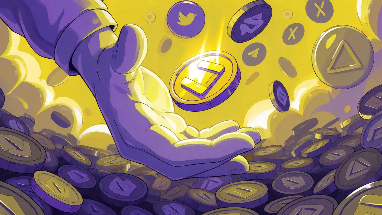Ilustración duotono de una mano atrapando un único NFT dorado entre muchos otros grises, simbolizando el sorteo exclusivo.