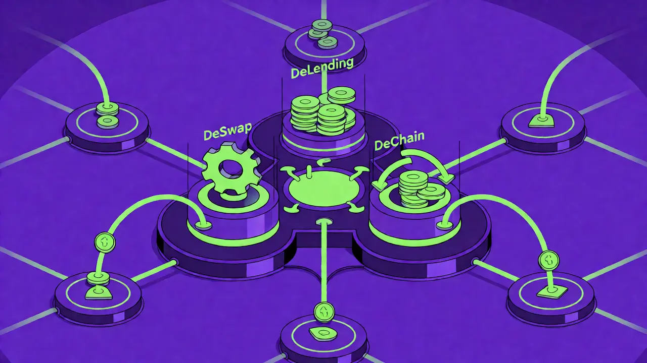 Hub unificado del ecosistema DeSpace conectando swaps, préstamos y cadenas.