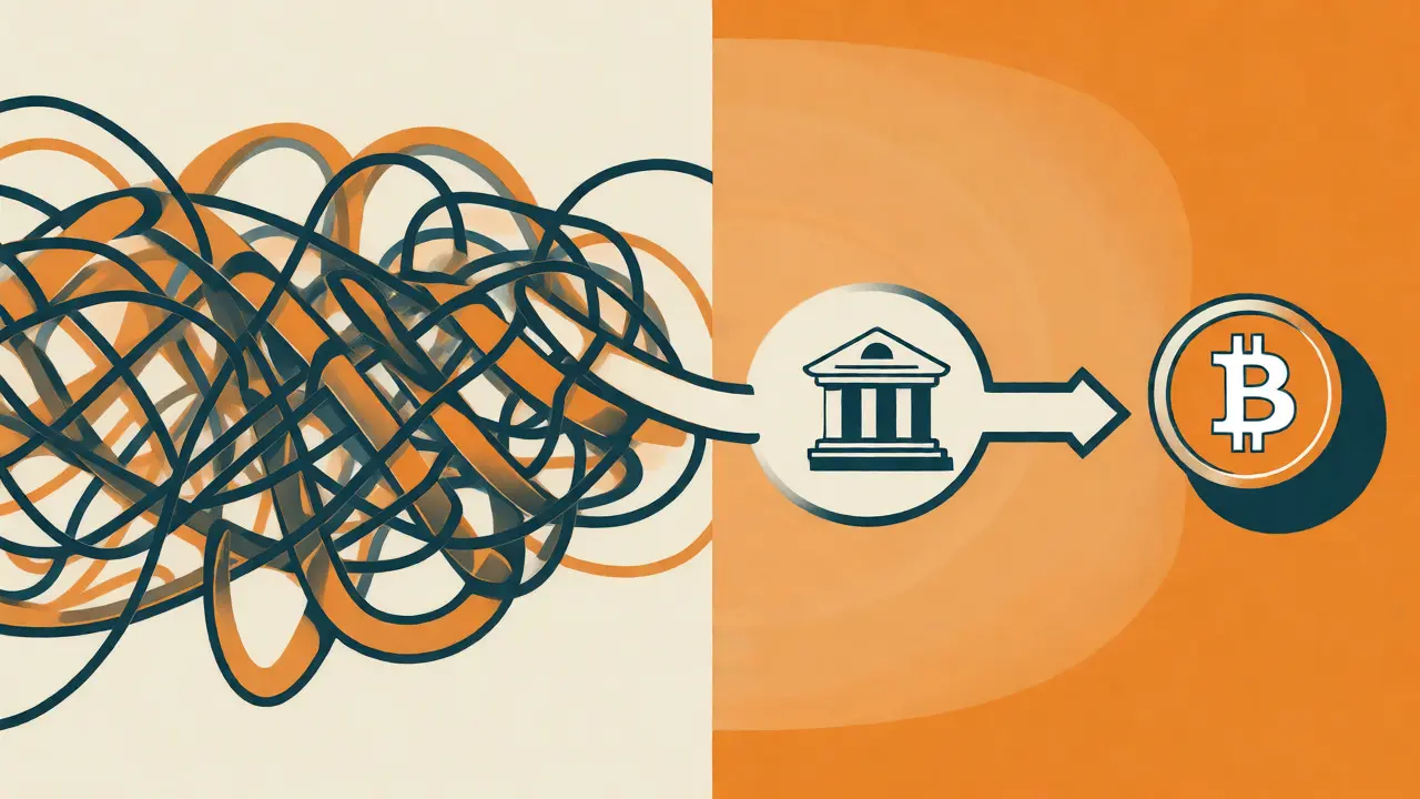 Ilustración comparativa entre trading complejo y compra directa simplificada.