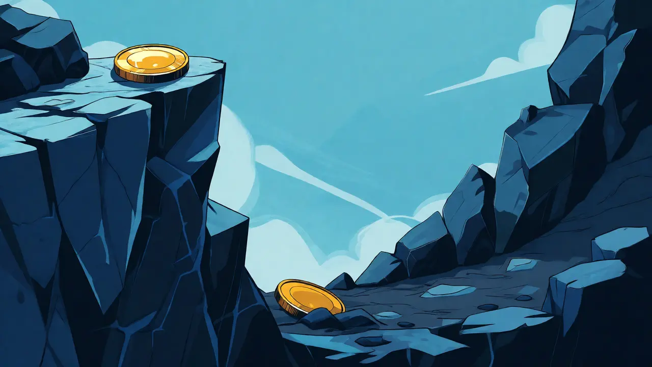 Representación gráfica de la caída del precio de una criptomoneda desde su máximo histórico